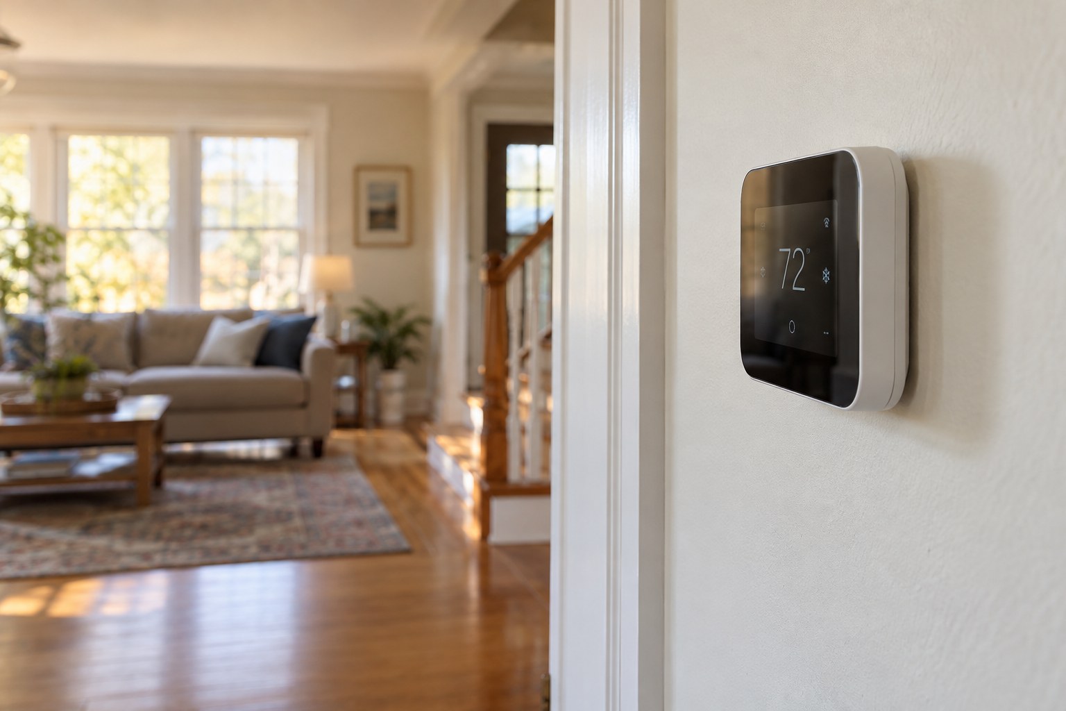 Illustrative thermostat in a lived-in home